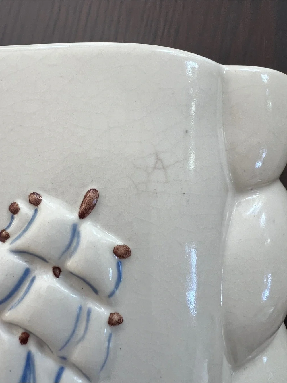 Abingdon Clipper Ship Pottery Vase with Sailboat - White with Blue Nautical